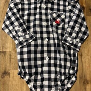 Carter's Black and White Checkered Button Down Shirt